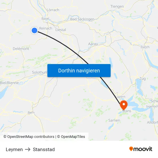 Leymen to Stansstad map