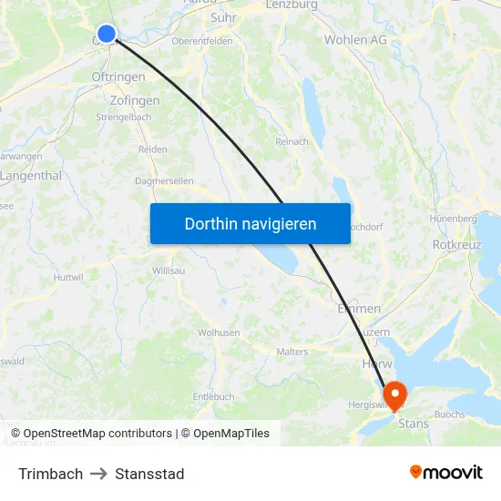 Trimbach to Stansstad map