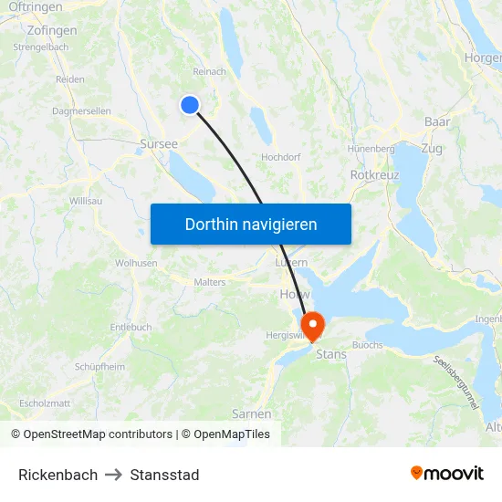 Rickenbach to Stansstad map