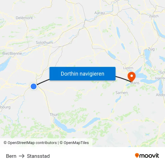 Bern to Stansstad map