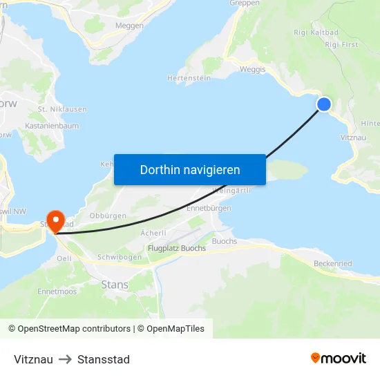 Vitznau to Stansstad map