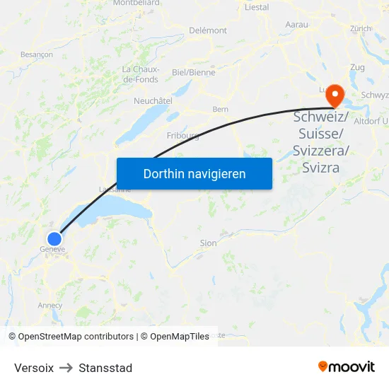 Versoix to Stansstad map