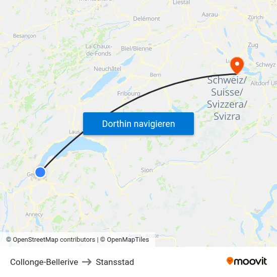 Collonge-Bellerive to Stansstad map
