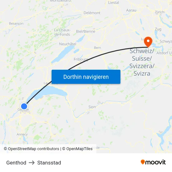 Genthod to Stansstad map