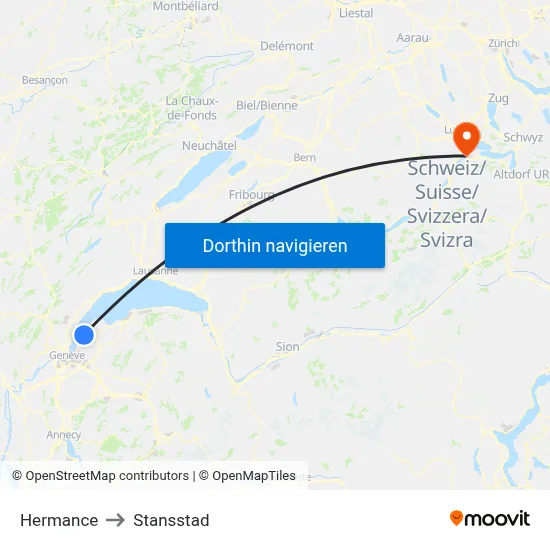 Hermance to Stansstad map