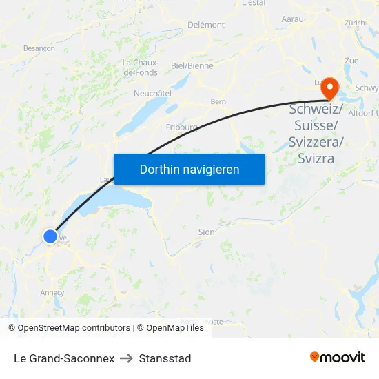 Le Grand-Saconnex to Stansstad map