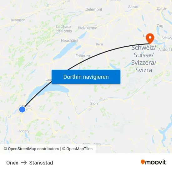 Onex to Stansstad map