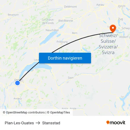 Plan-Les-Ouates to Stansstad map