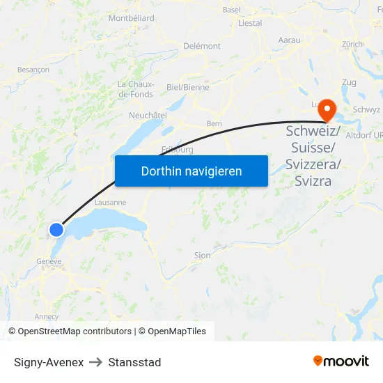 Signy-Avenex to Stansstad map
