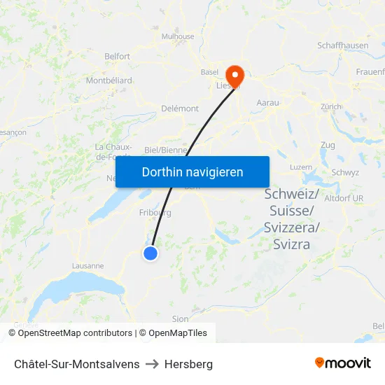 Châtel-Sur-Montsalvens to Hersberg map