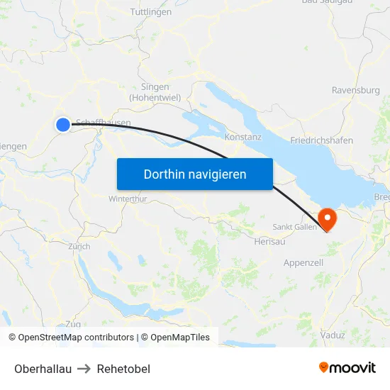 Oberhallau to Rehetobel map