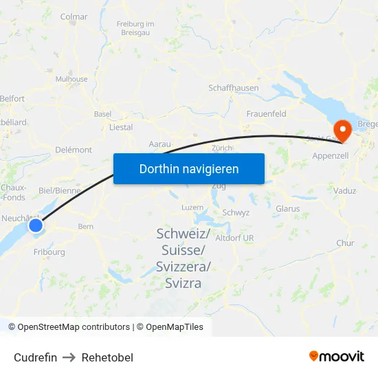 Cudrefin to Rehetobel map