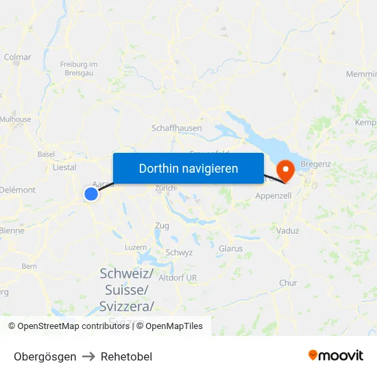 Obergösgen to Rehetobel map