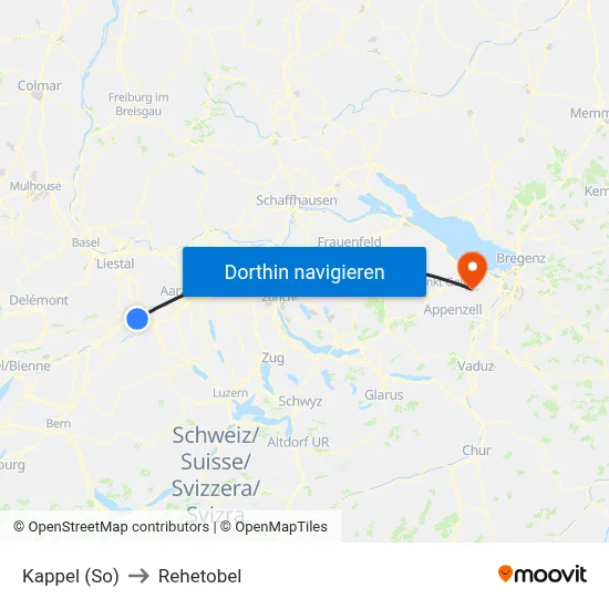 Kappel (So) to Rehetobel map
