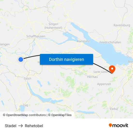 Stadel to Rehetobel map