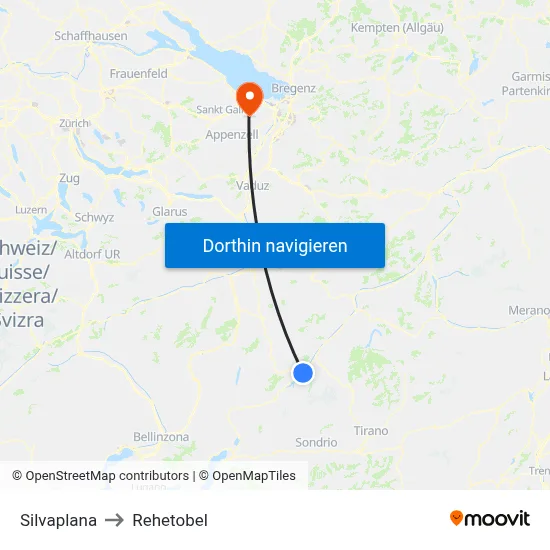 Silvaplana to Rehetobel map