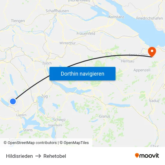 Hildisrieden to Rehetobel map