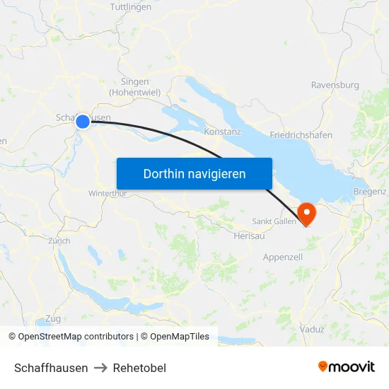 Schaffhausen to Rehetobel map