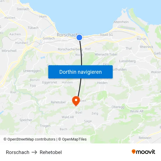 Rorschach to Rehetobel map