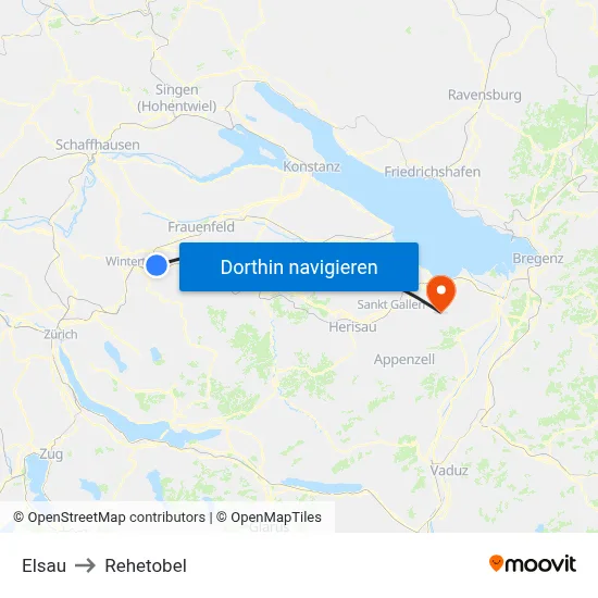 Elsau to Rehetobel map