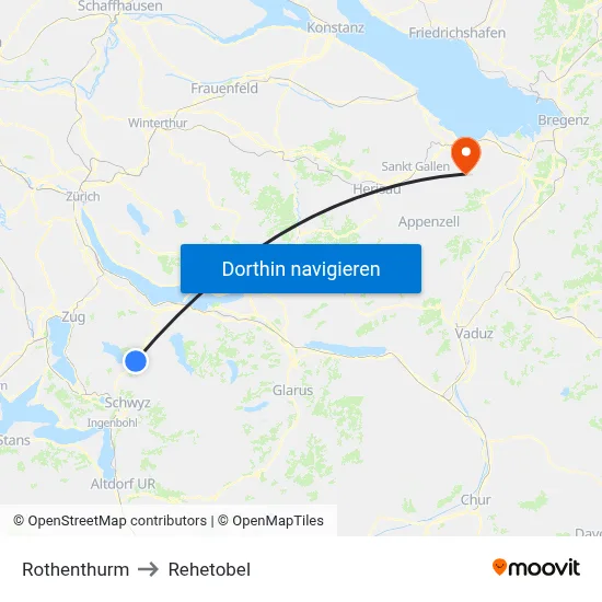 Rothenthurm to Rehetobel map