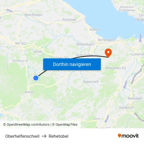 Oberhelfenschwil to Rehetobel map