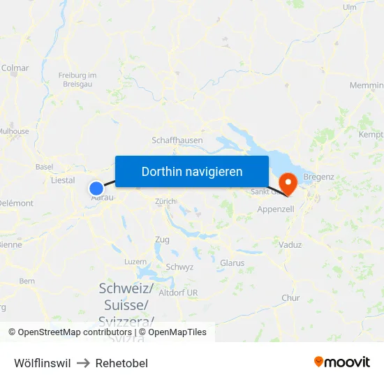 Wölflinswil to Rehetobel map