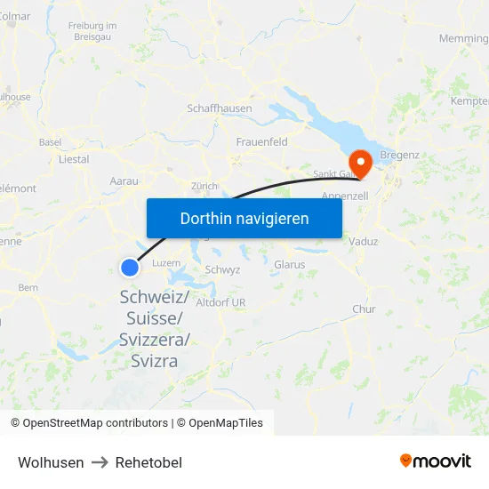 Wolhusen to Rehetobel map