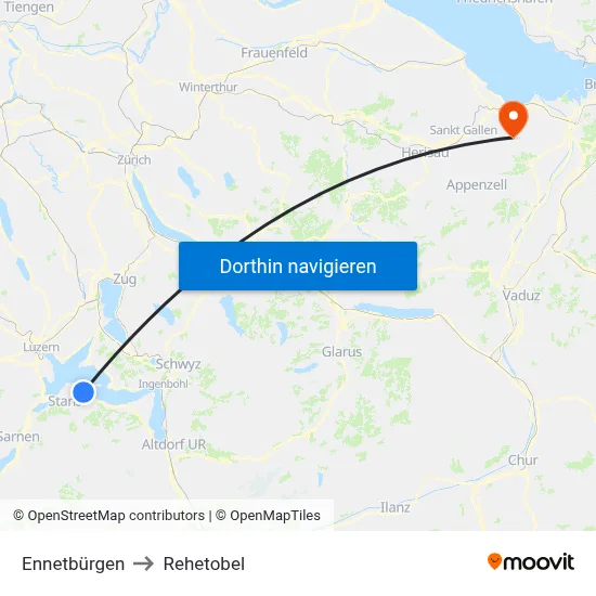 Ennetbürgen to Rehetobel map