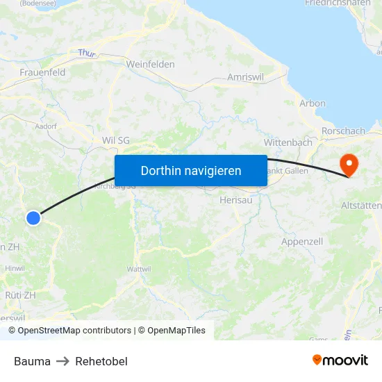 Bauma to Rehetobel map