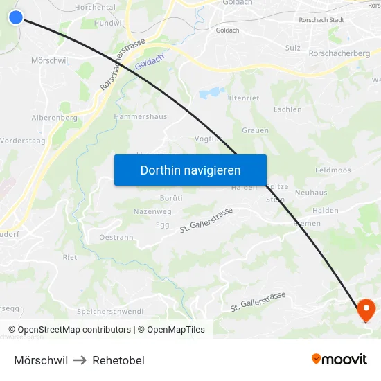 Mörschwil to Rehetobel map