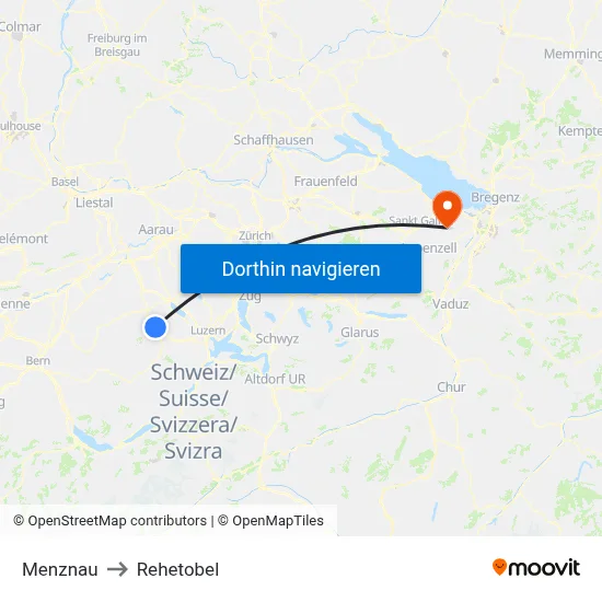 Menznau to Rehetobel map