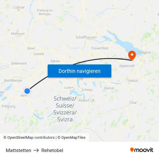 Mattstetten to Rehetobel map