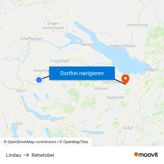 Lindau to Rehetobel map