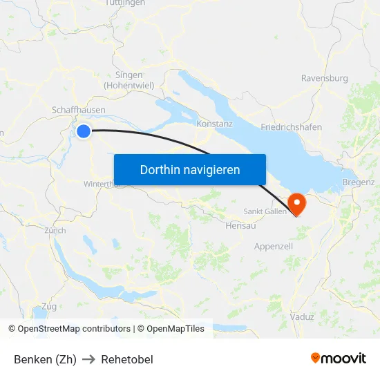 Benken (Zh) to Rehetobel map