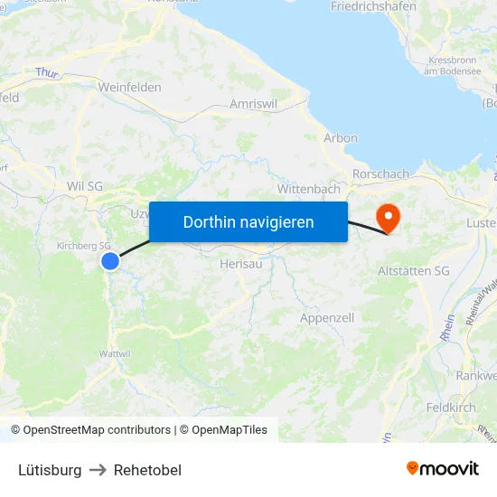 Lütisburg to Rehetobel map