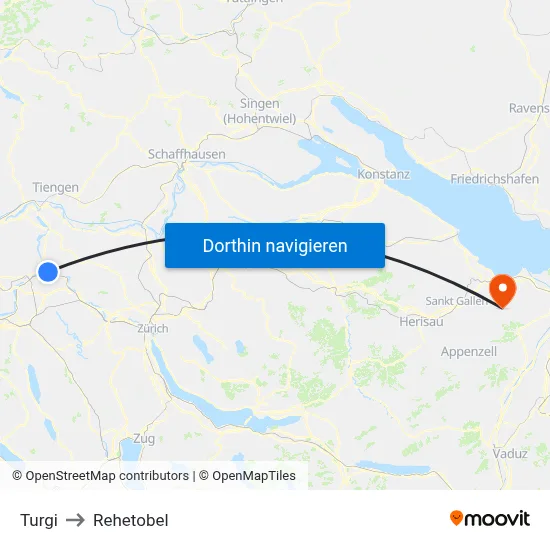 Turgi to Rehetobel map