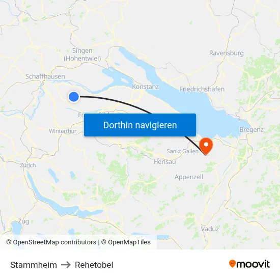 Stammheim to Rehetobel map