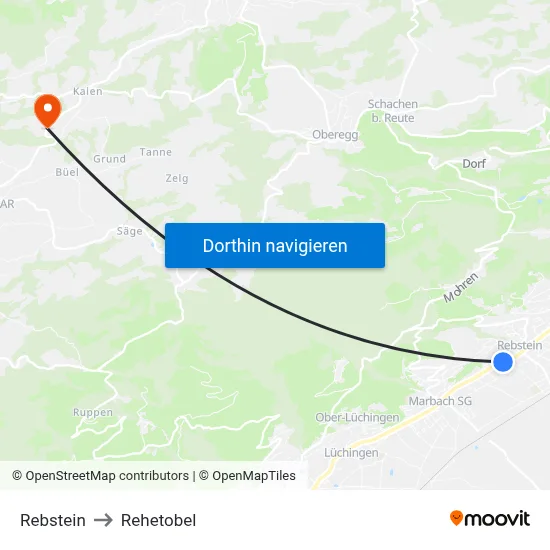 Rebstein to Rehetobel map