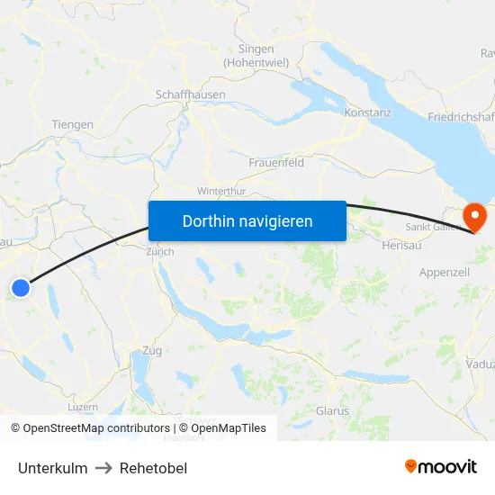 Unterkulm to Rehetobel map