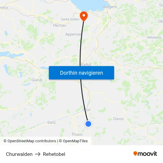 Churwalden to Rehetobel map