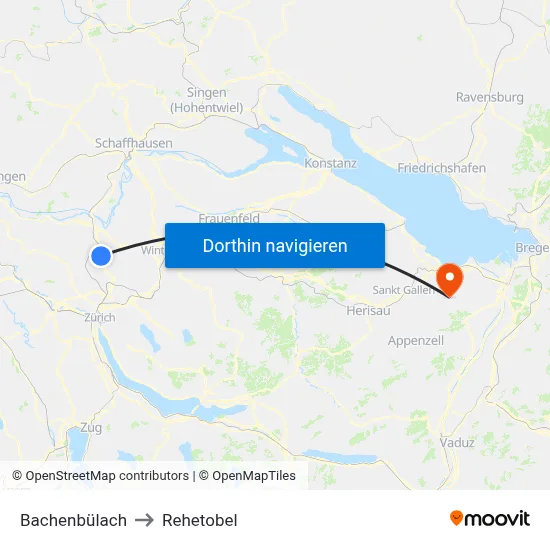 Bachenbülach to Rehetobel map