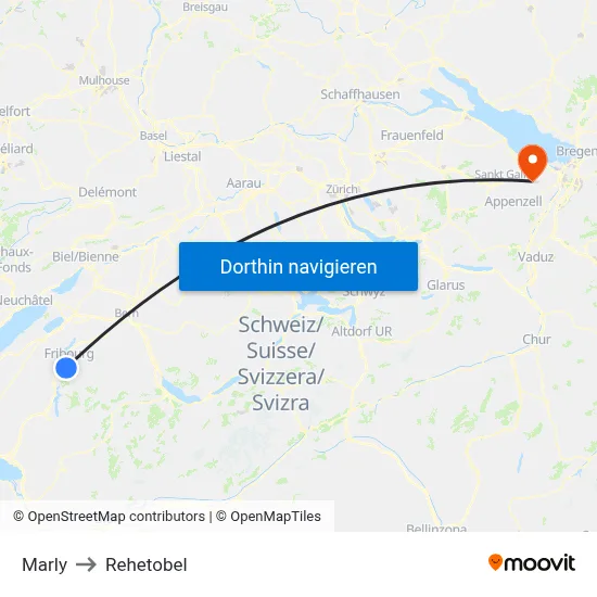 Marly to Rehetobel map