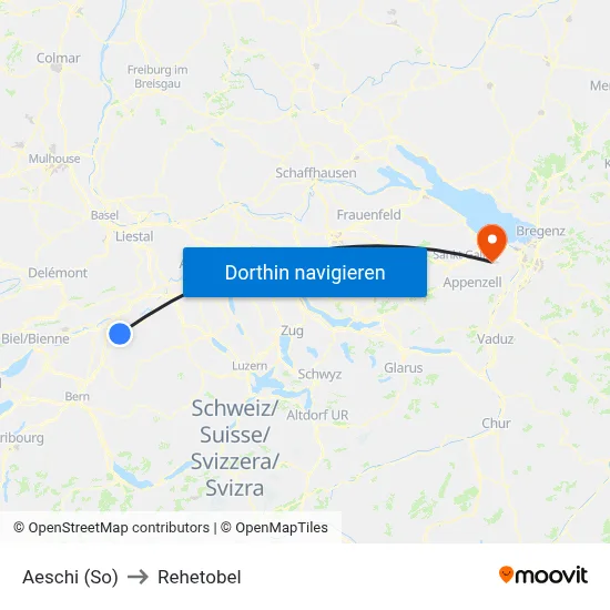 Aeschi (So) to Rehetobel map
