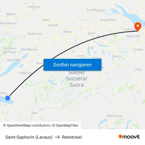 Saint-Saphorin (Lavaux) to Rehetobel map