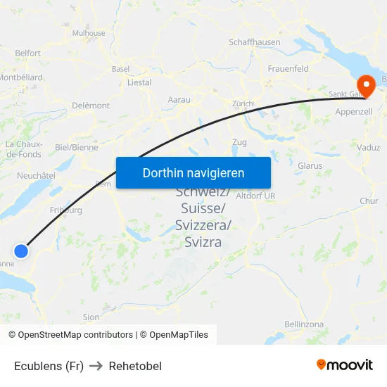 Ecublens (Fr) to Rehetobel map