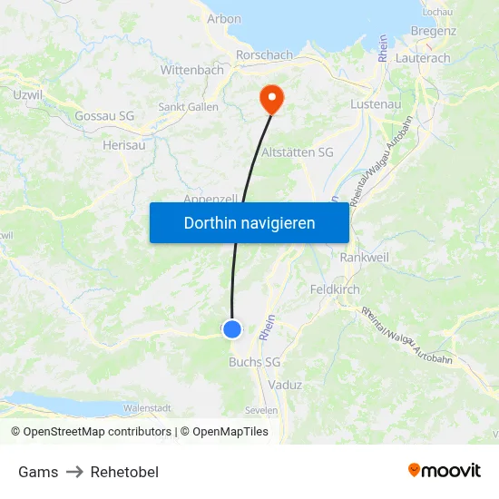 Gams to Rehetobel map
