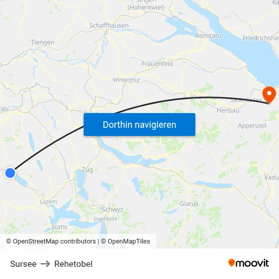 Sursee to Rehetobel map
