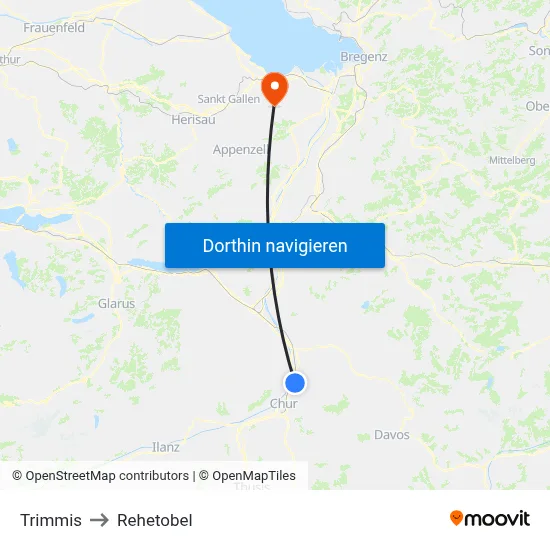 Trimmis to Rehetobel map