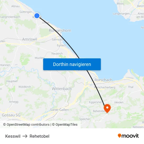 Kesswil to Rehetobel map